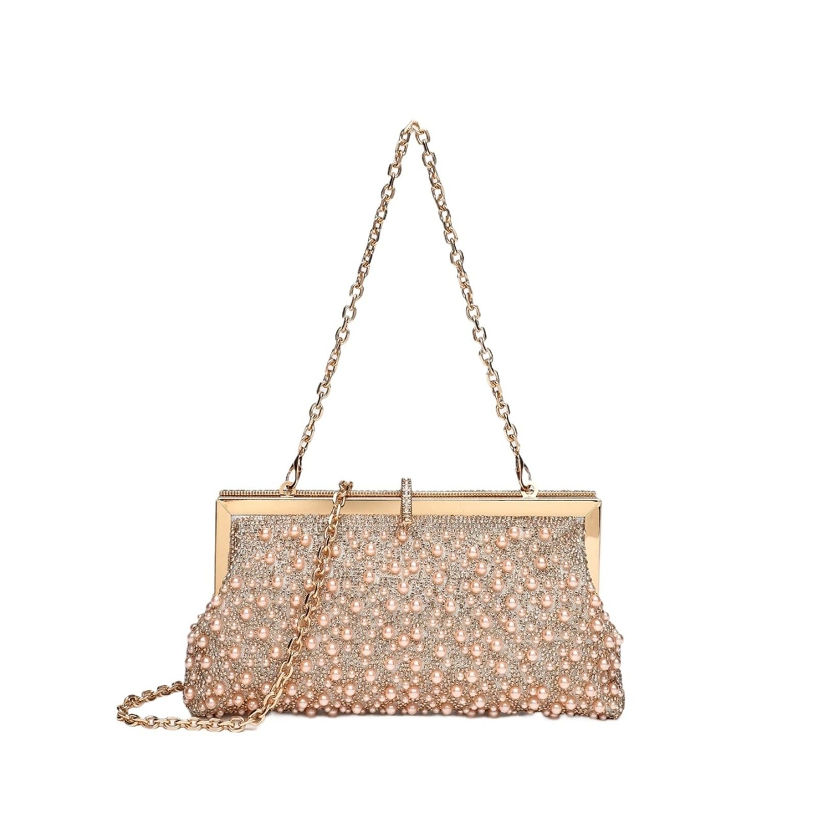 Abendtasche mit Perlenverschluss, Clutch-Schulterhandtasche mit Verschluss
