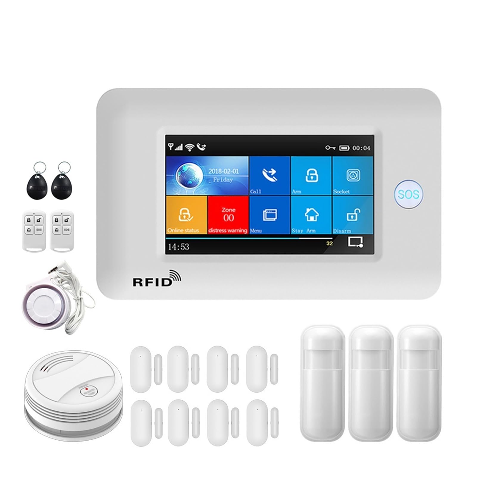 Wifi GSM Home Alarm System Burglar Security With Detector Tuya Smart Life Remote Monitoring(F.)
