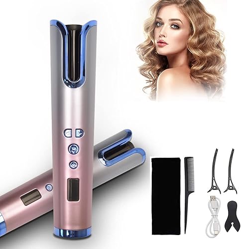 Rizador de pelo automático, varita de rizador automático con barril giratorio grande de 1 pulgada y 4 temperaturas y 3 ajustes de temporizador,