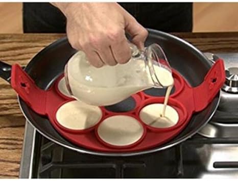 Amazon 目玉焼きモデル シリコン製 卵焼きやパンケーキやお菓子の焼き型 可愛いモールド作りの料理ツール 長いハンドルが付き 7つの穴 レッド タルト型 オンライン通販
