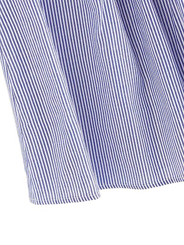 Floerns Women's Ruffle Striped Mexican Embroidered Babydoll Blouse Top A Deep Blue M #TOP3