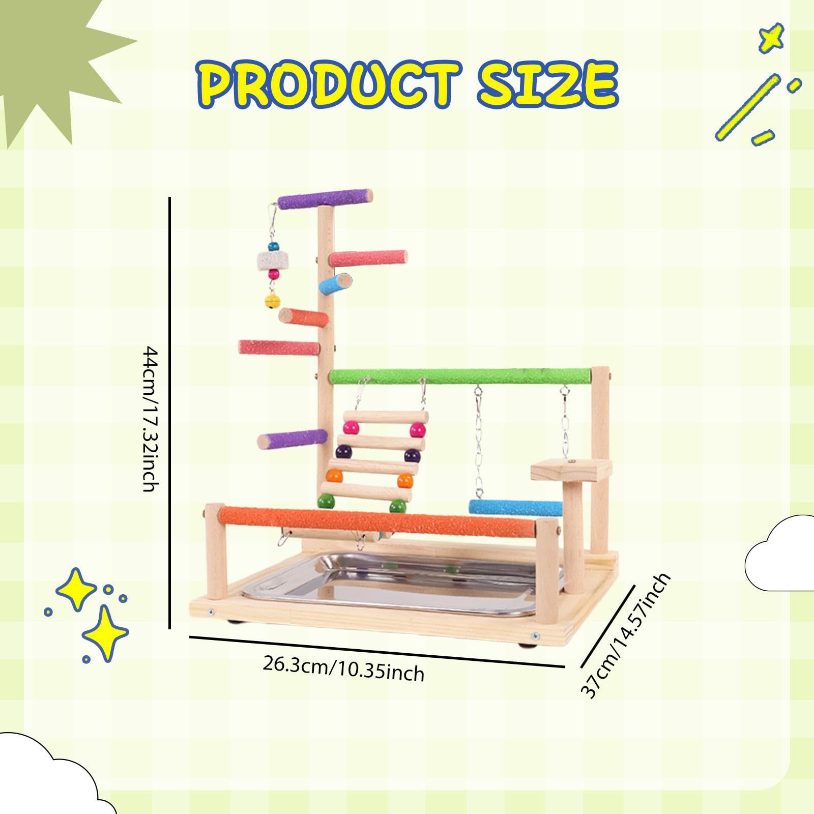 F Fityle Puesto de Juegos para Loros, Parque Infantil para pájaros, Percha de Madera, Gimnasio, Parque Infantil, Soporte de Percha de Madera para cacatúas,