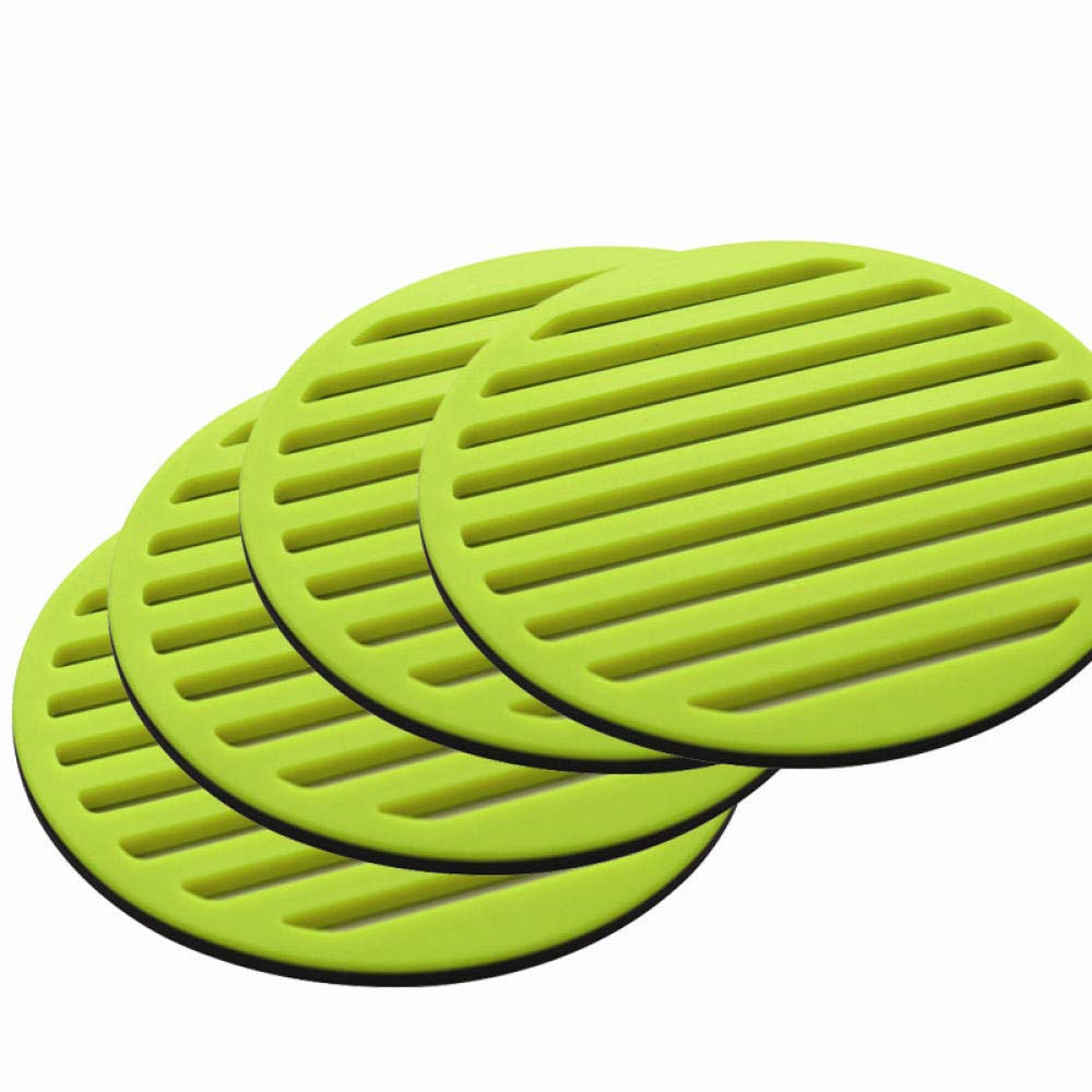 okrągła podkładka, Okrągły stół jadalny, stop silikonu, zestaw mat izolacyjnych, podkładka pod garnek, miskę, talerz, niebieski(Green (4 Pieces))