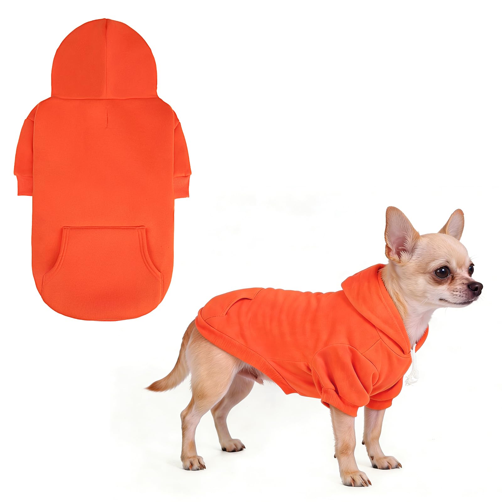 KOOLTAIL Fall Dog Hoodie - Soft & Warm Dog Thanksgiving Sweater with Leash Hole and Pocket, Pet Winter Coat, Cold Weather Clothes Sweatshirt for Small Medium Large Dogs Puppy Cat Boys Girls, Orange S