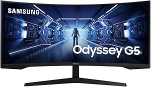 SAMSUNG 34-Inch Odyssey G5 Ultra-Wide Gaming Monitor with 1000R Curved Screen, 165Hz, 1ms, FreeSync Premium, WQHD (LC34G55TWWNXZA, 2020 Model), Black