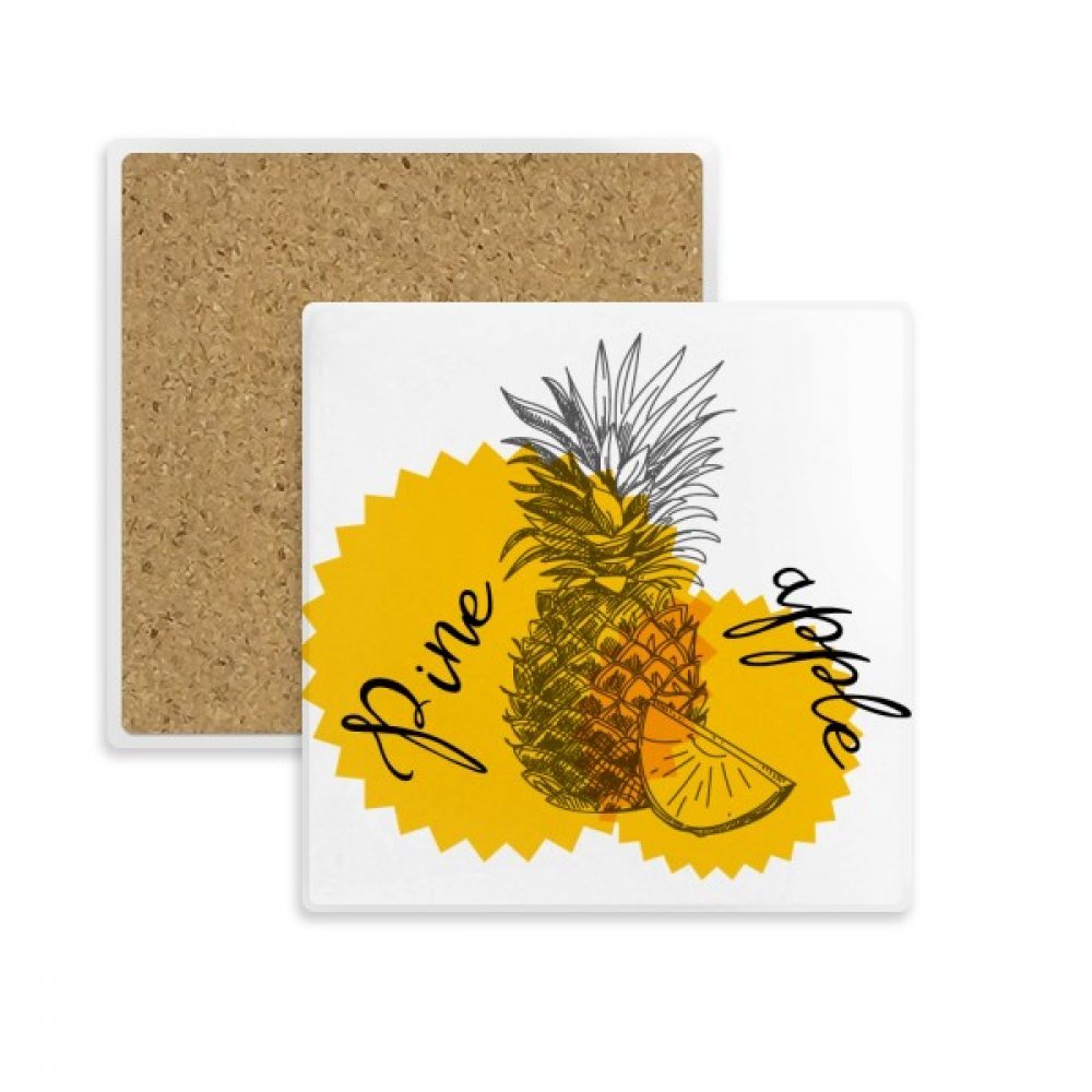 Pierre absorbante Coaster au design carré d'ananas jaune multicolor