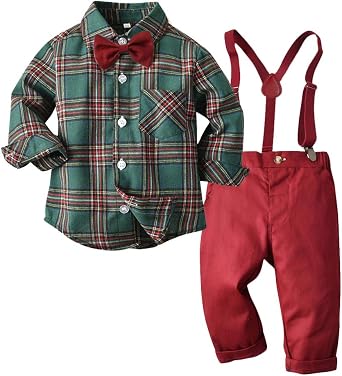 Toddler Dress Suit Baby Boys Gentleman Clothes Sets Bow Ties Shirts + Suspenders Pants Outfits