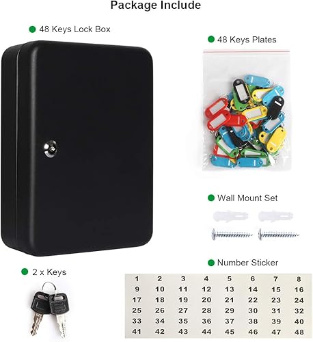 Vista 38 de Jssmst Caja de almacenamiento de llaves de montaje en pared con código, seguridad de armario de llaves de bloqueo, 48 ganchos para llaves y 48