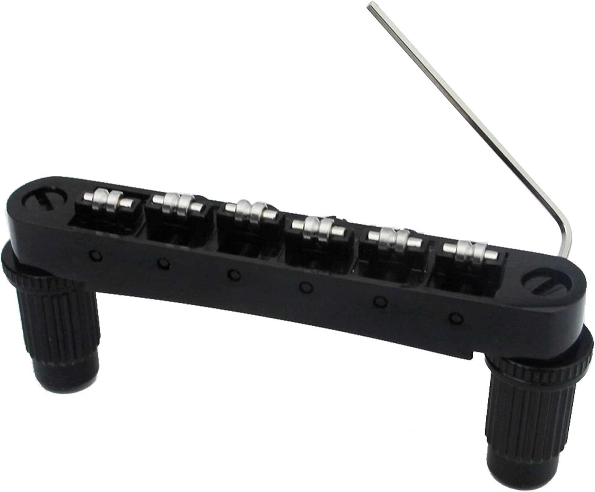 Guitar Tune-O-Matic Roller Saddle Bridge Replacement Part Compatible with Gibson Les Paul LP SG Style 6 String Electric Guitar - GM005, Black