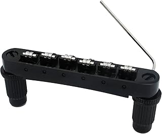 Guyker Guitar Tune-O-Matic Roller Saddle Bridge Replacement Part Compatible with Gibson Les Paul LP SG Style 6 String Electric Guitar - GM005, Black