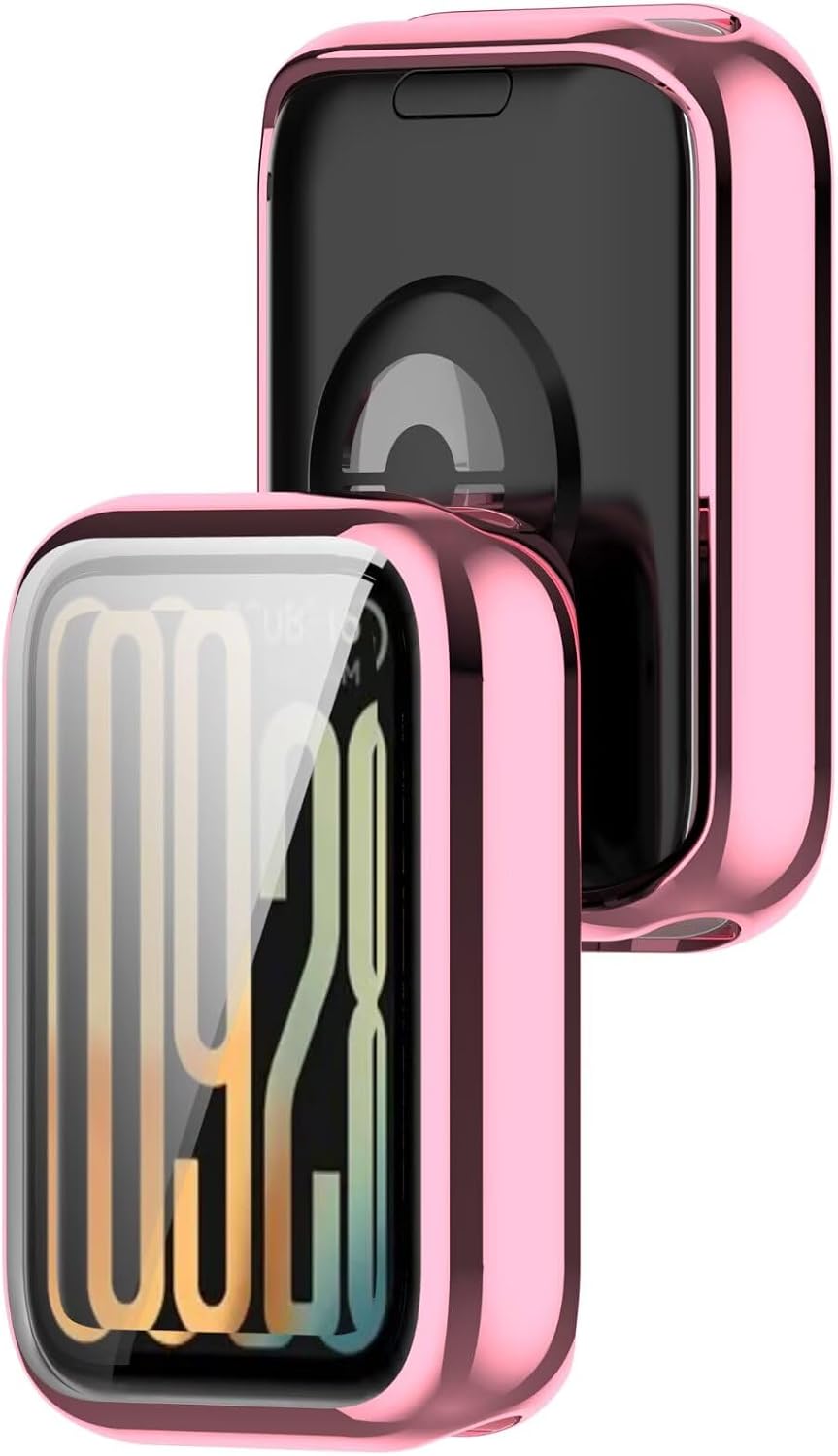 FTRONGRT Etui kompatybilne z Xiaomi Smart Band 10 Pro odporne na zarysowania miękkie powlekane TPU All-Inclusive zegarek ochronny. Różowy