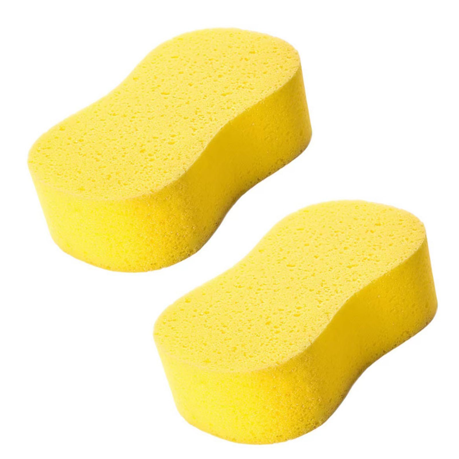 Bfqz Yellow 2Pcs Jumbo Sponges, Jumbo Car Wash Sponges, Super Absorbent Car Sponge Washing Windows And Anti Scratch Technology For Wheels, Windscreen Bodywork For Car Cleaning (Yellow)