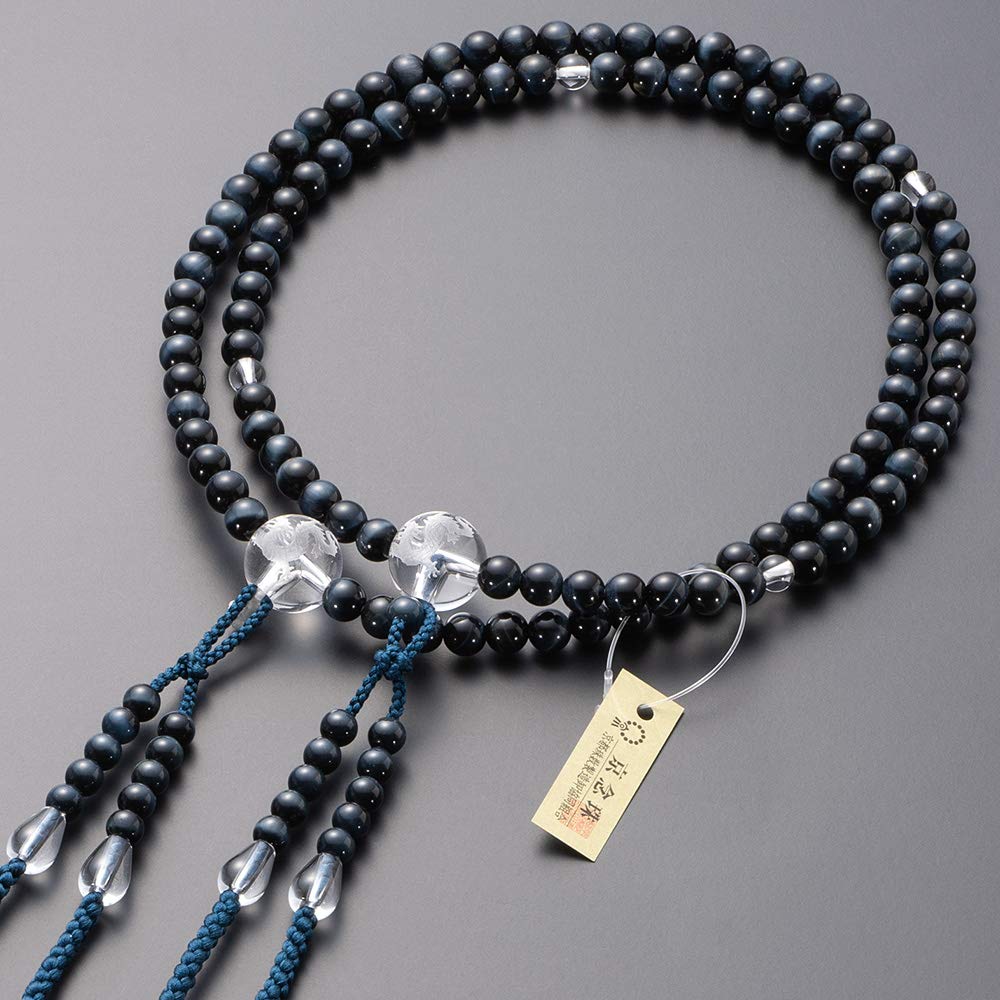 Amazon｜仏壇屋 滝田商店 数珠 真言宗 本式数珠 男性用 青虎目石 龍  