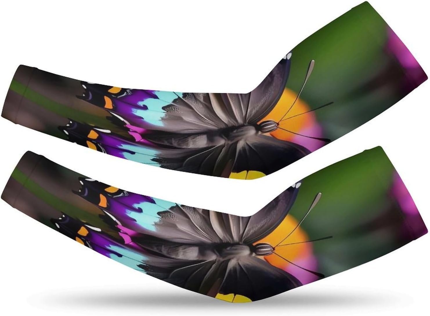 Cooling Arm Sleeves for Men Women Compression Arm Sleeve Beautiful Colorful Butterflys UV Sun Protection Arm Sleeves