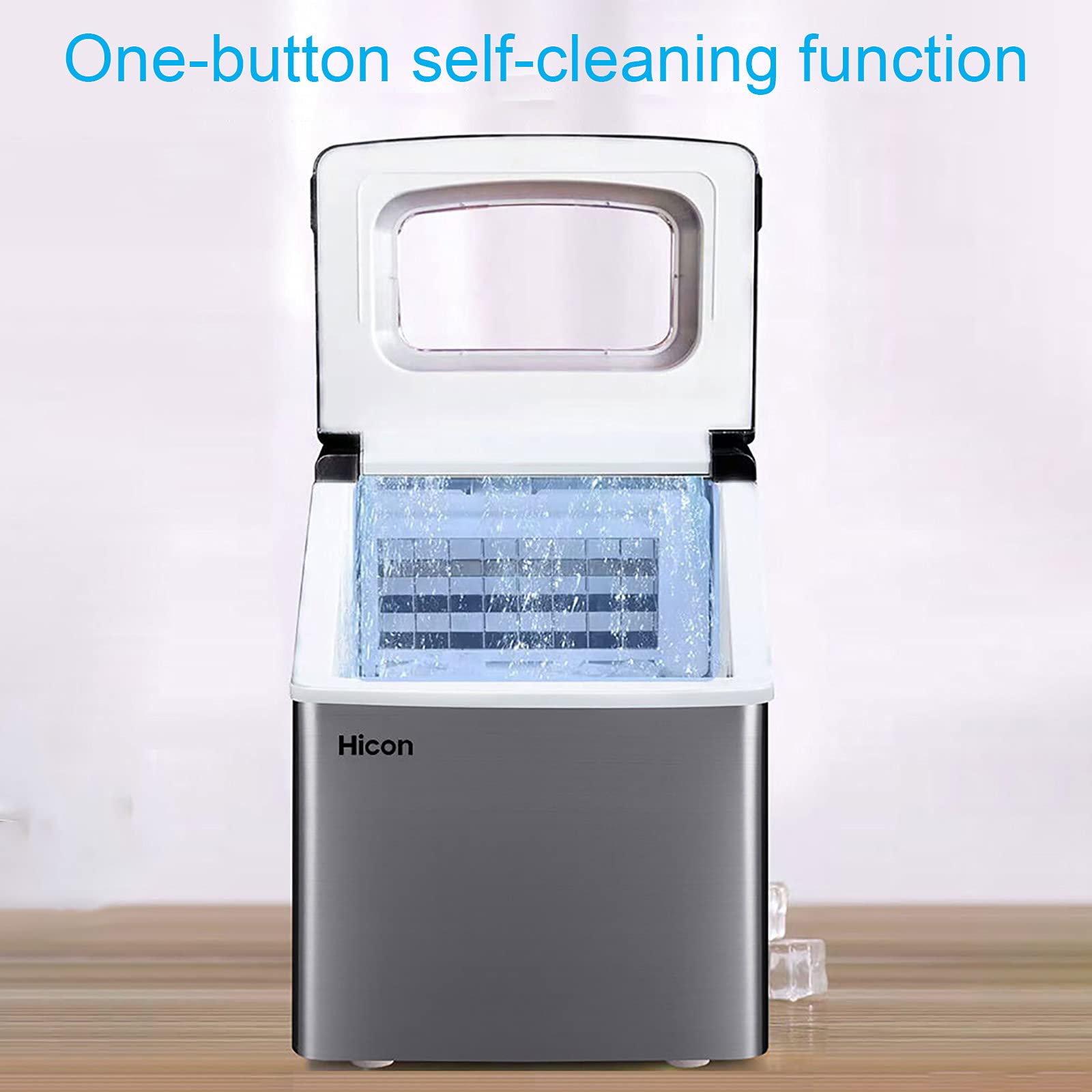Ice Machine Countertop, Ready to Put Ice Cubes in 12-20 Minutes, 25kg Ice Cubes Every 24 s, Automatic Cleaning, LCD Display, 2.2 Liters Water Storage with Shovel and Basket on Fridge.com