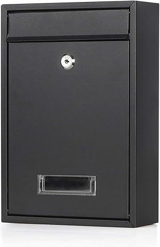Jssmst Buzón de correo con cerradura vertical montada en la pared, buzón de correo postal vertical de capacidad media, cubierta de acero galvanizado