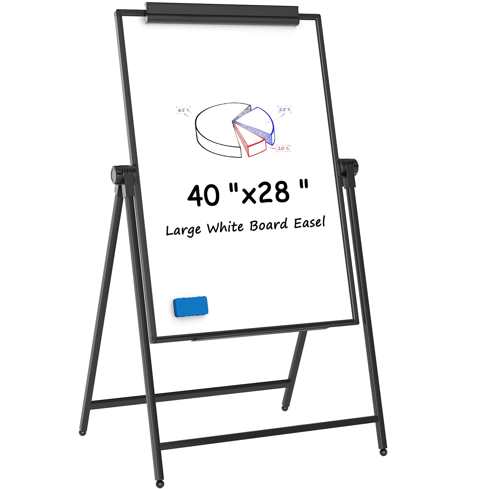 maxgear large white board easel stand, 40" x 28" a-stand double sided magnetic dry erase board with height adjustable and 360°rotation, portable classroom easel for school or teaching at home, office