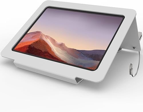 Soporte de escritorio para tableta, todo de metal ergonómico de 30 con bloqueo de cable de seguridad para oficina, mostrador de puntos de venta,