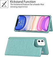 Vista 244 de Cavor for iPhone 11 Wallet Case with Card Slots Holder,Premium PU Leather Kickstand Feature Case [Wrist Strap] Double Magnetic Clasp Shockproof Flip