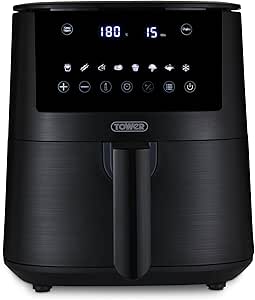 Tower T17147 Vortx 4.2L Digital Air Fryer with 8 Cooking Presets, 60 Minute Timer, 1400W, Black