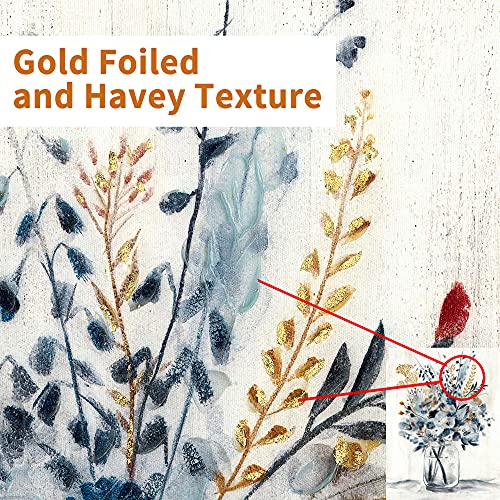 Floral Painting Canvas Wall Art: Abstract Flower Bouquet In Glass Bottle Picture Print For Dining Room (18'' X 24'' X 2 Panels) #TOP1