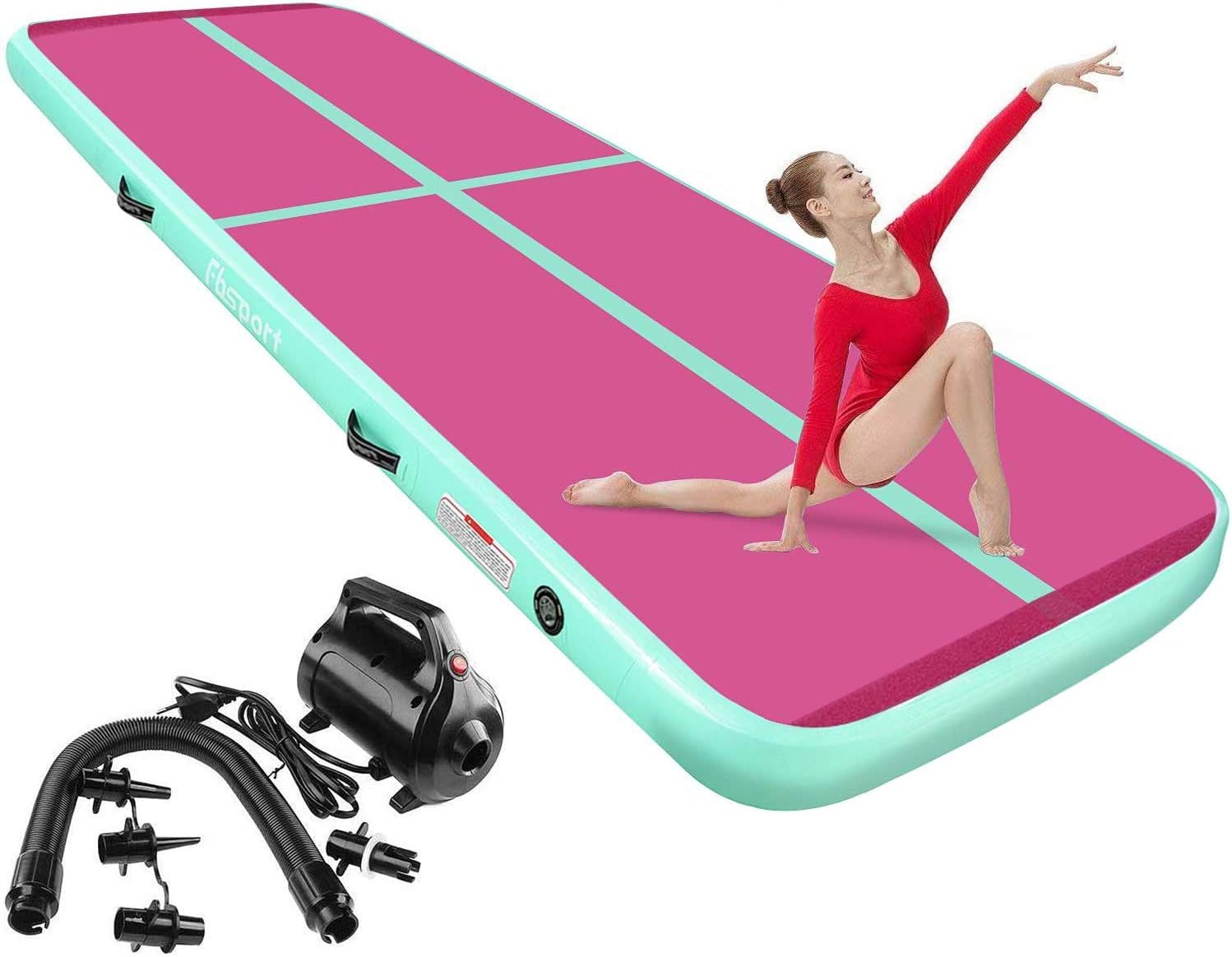 FBSPORT 8inches/4 inches Thickness Air Inflatable Track Mat,26ft/23ft/20ft/17ft/13ft/10ft Track Air Inflatable Mat For Gymnastics Training/Home Use/Cheerleading/Yoga/Water with Electric Pump : Sports & Outdoors