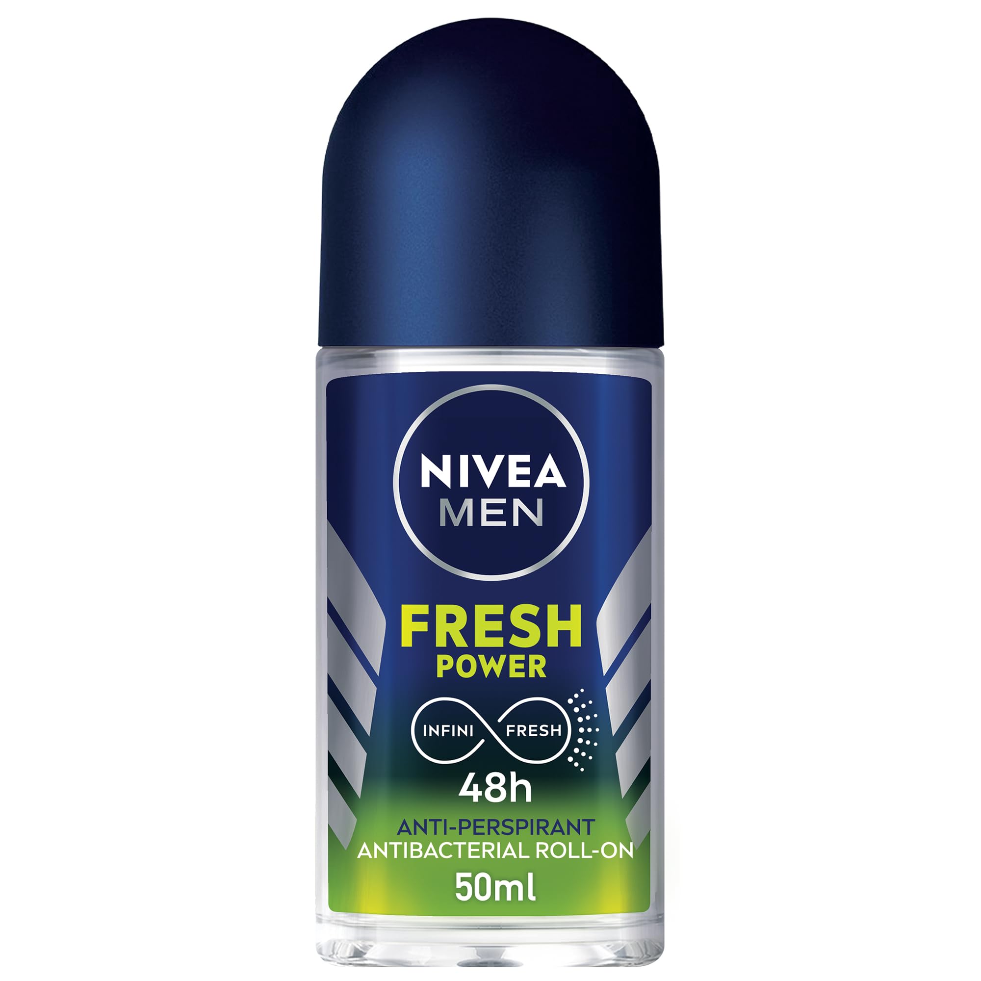 NIVEA MEN Fresh Power Roll-On Deodorant 50ml – Up to 48h Sweat & Odour Protection with a Bold, Powerful Fresh Scent for Long-Lasting Freshness, Alcohol-Free Formula for Confident Men