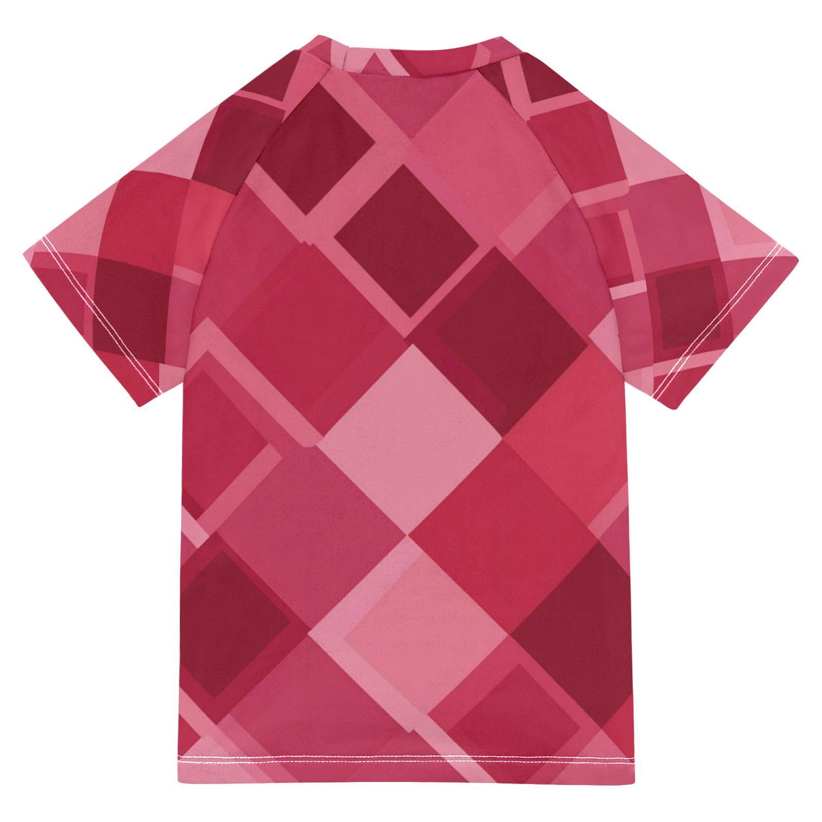 Boy Bathing Suit Short Sleeve Little Girls Swimsuit 4T Rhomboid Red