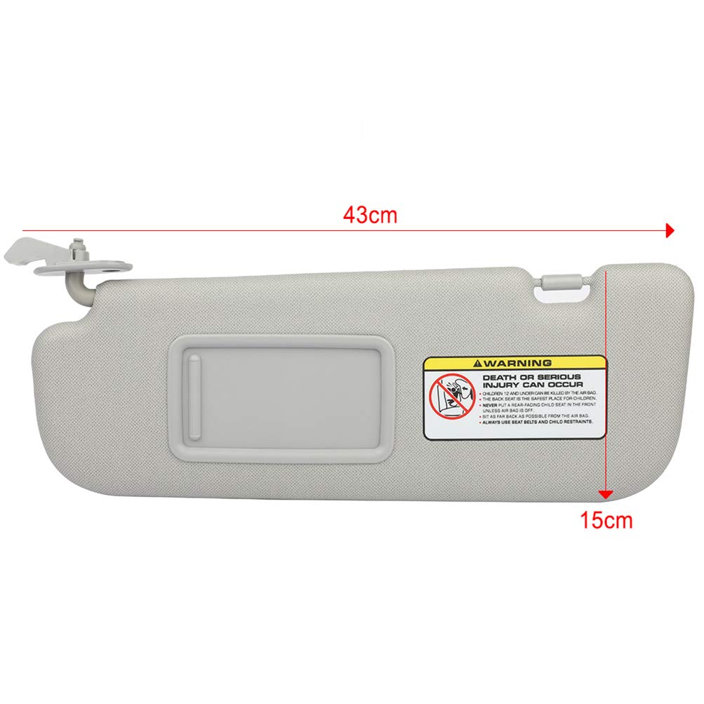 FINDAUTO Gray Left Driver Side Car Sun Visor for Hyundai Elantra 2011-2015 (852103X000TX)