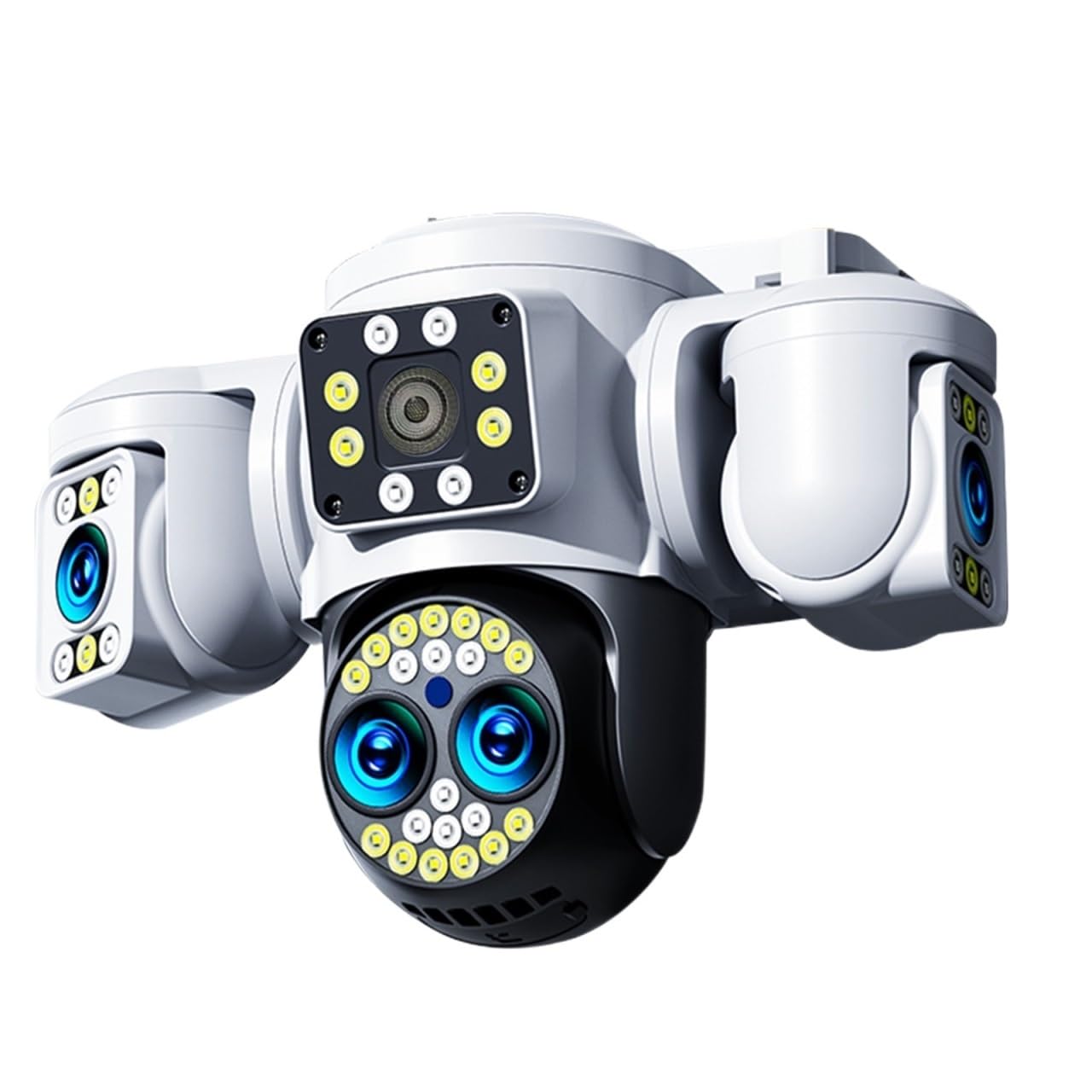 OSHPMBDLYFJ 8K 16MP WiFi IP Camera Four Lens Three Screen 360° PTZ CCTV Auto Tracking Wireless Surveillance Security Camera Outdoor(US Plug,8K Cam Only)
