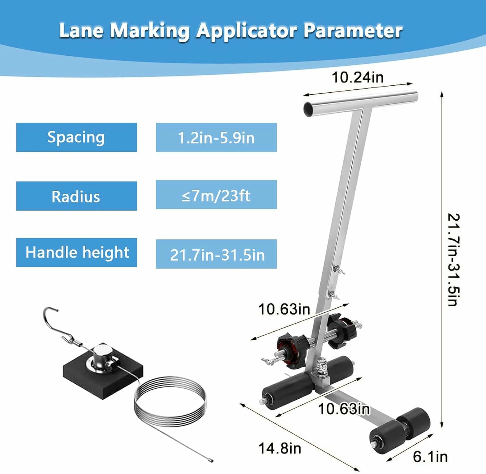 Markierungsmaschine Straßenmarkierungsmaschine, Court Line Tape Lane Applikator with Drawingcircle-Kit, Basketball Court Tool Kit Für Parkplätze, Werkstätten (Lacquería No Incluida)~/