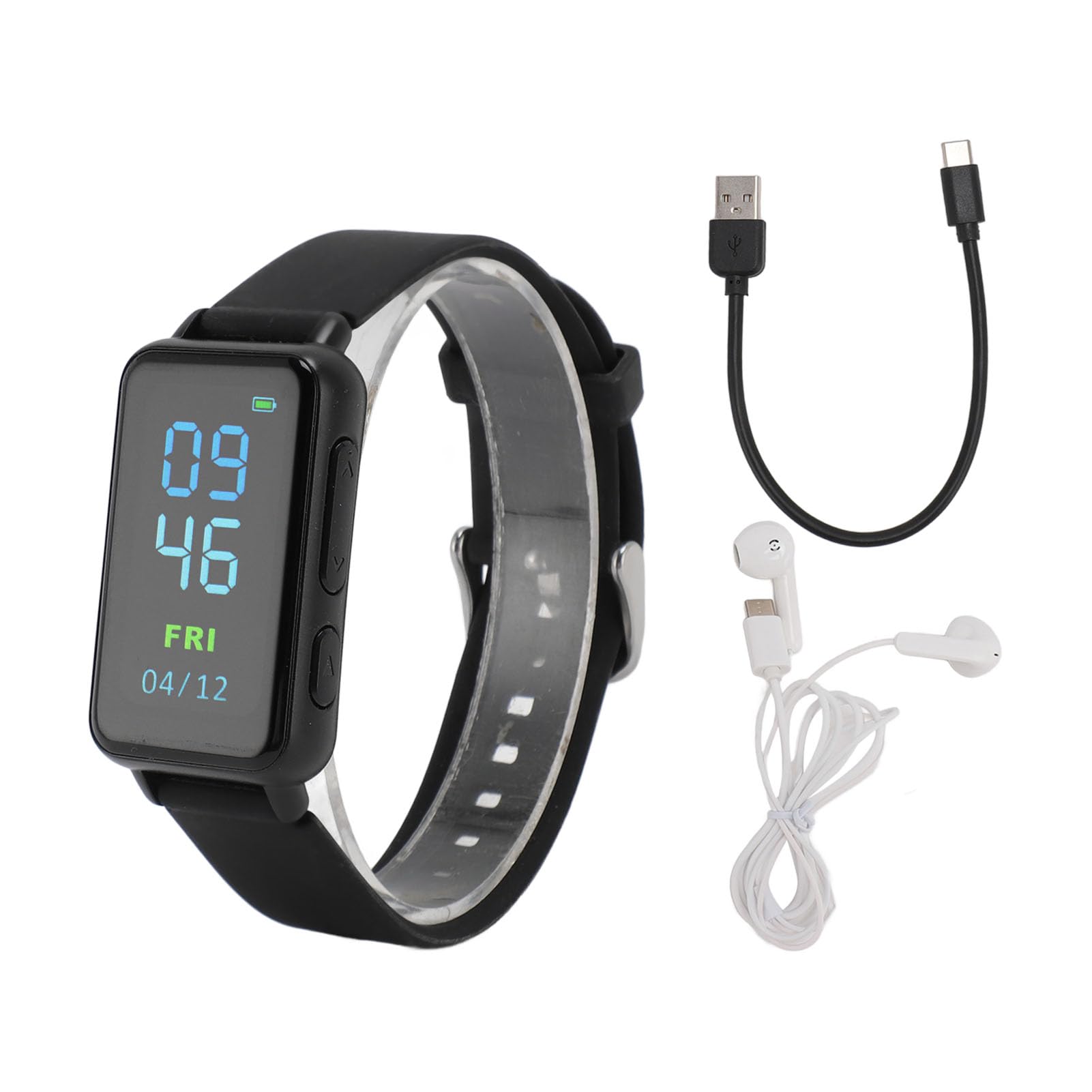 Reloj Grabador de Voz, Reproductor de Música MP3 con Pantalla IPS de 1,47 Pulgadas, Dispositivo de Grabación de Sonido con Reducción de Ruido HD con Grabación con Temporizador de