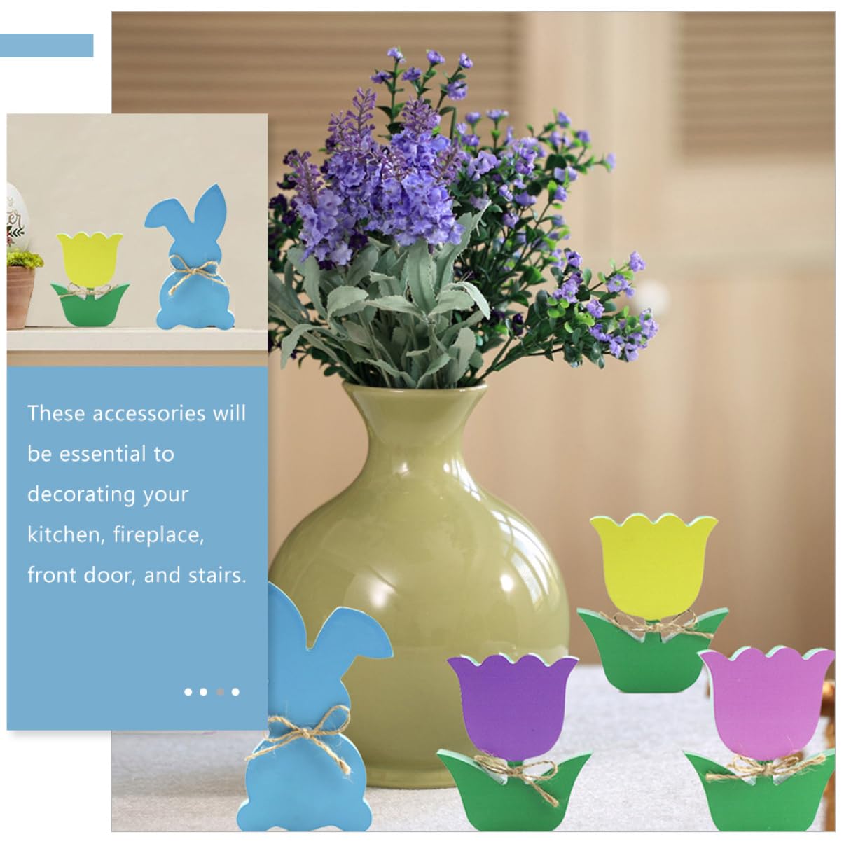 PRETYZOOM 2 Sätze Dekorationsornamente für Zuhause Dekorationen für die Babyparty Gartenparty-Dekorationen Wohnakzente Pfingstrosen Aber Hasen- aus Holz Osterhasen-Statue hölzern