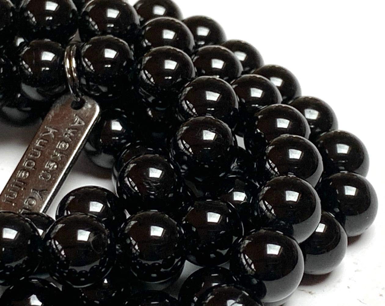 Schwarzer Turmalin Mala Halskette, 8 mm Perlen, Geburtsstein für Oktober, Waage & Skorpion Sonnenzeichen, Wurzelchakra, 8 mm schwarzer Turmalin Mala Halskette, Edelstein, Turmalin
