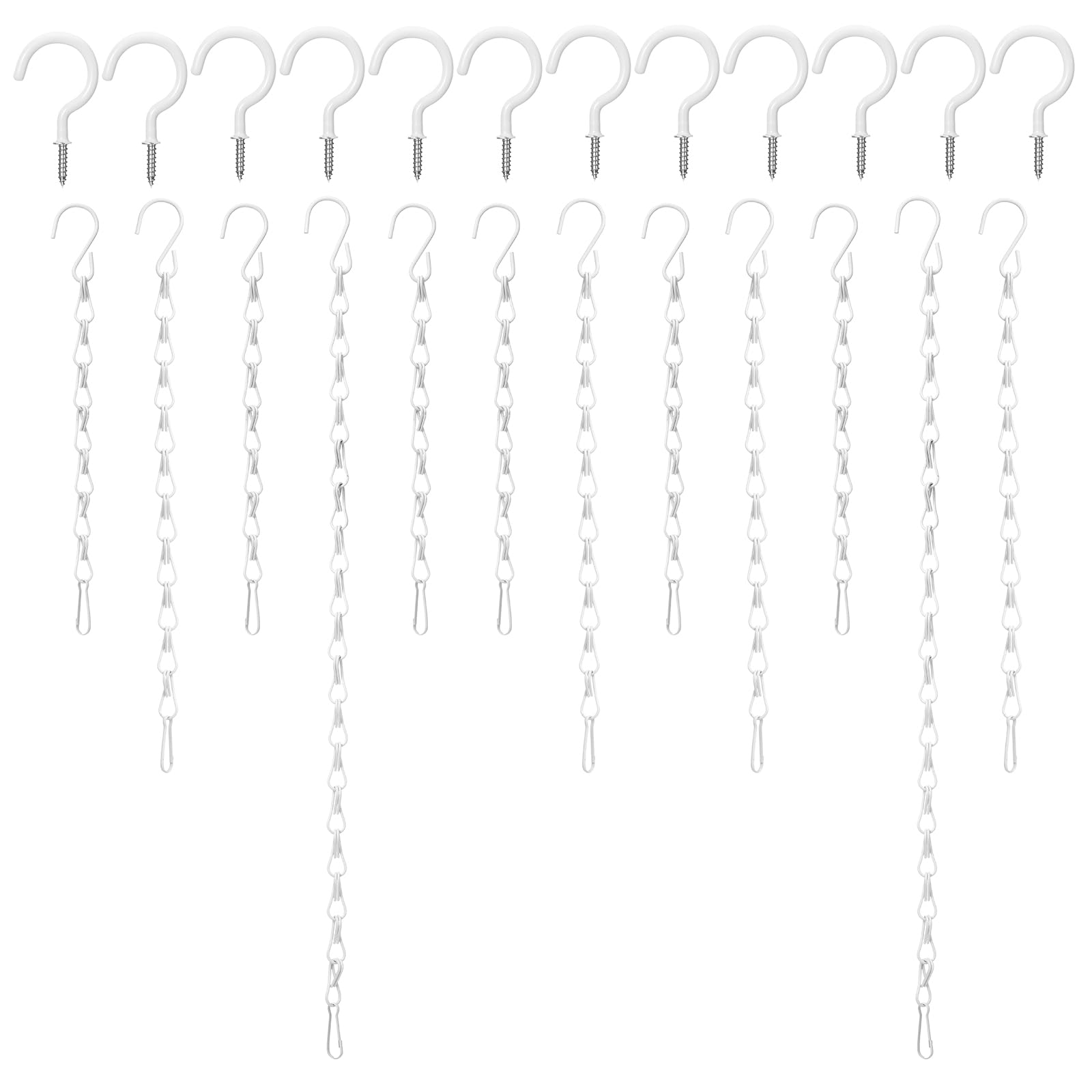 Hotop 12PCS Ceiling Hooks with Chains for Bird Feeders Planters, White