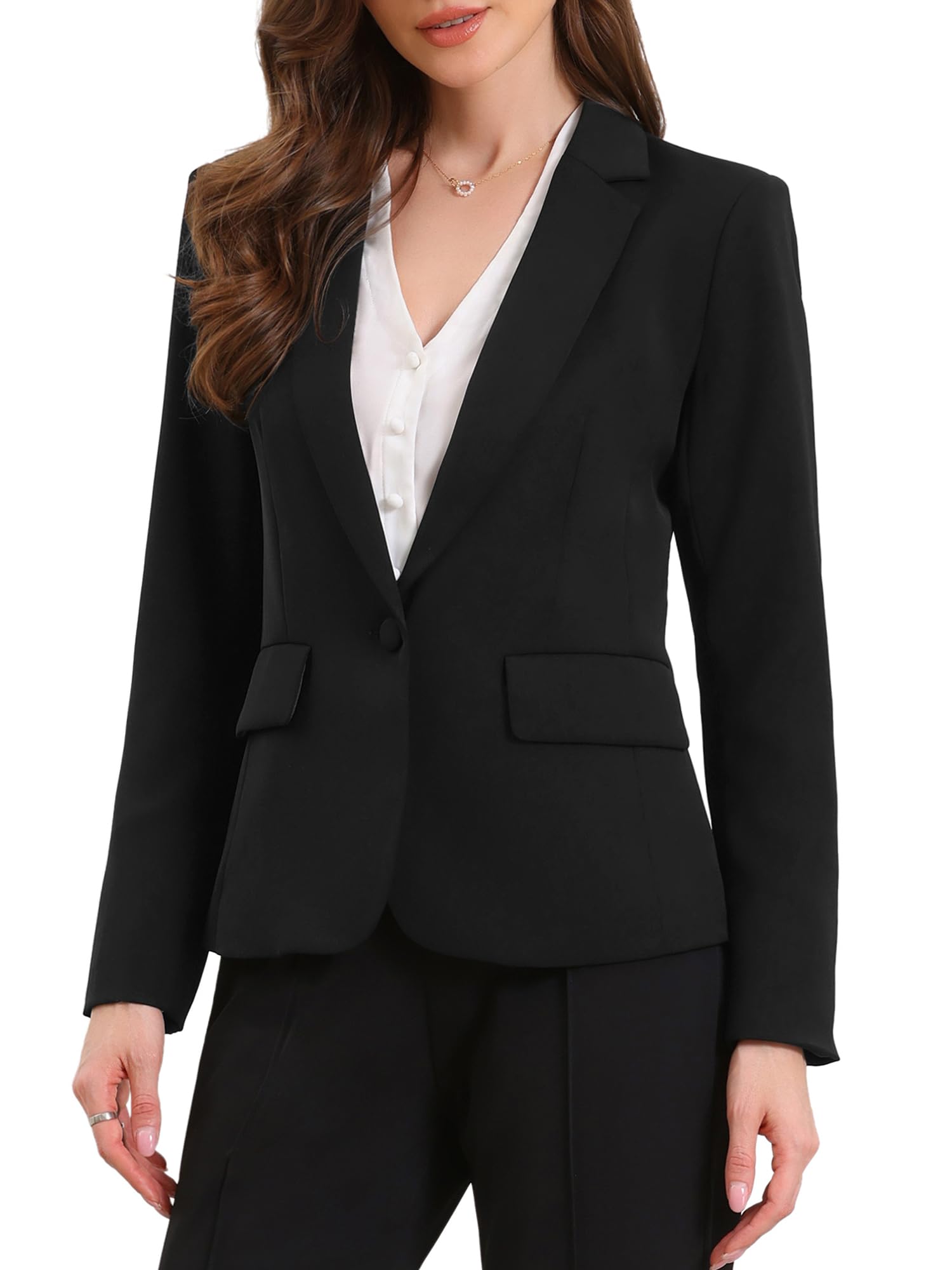 Allegra K Damen Business Casual Blazer Langärm mit Einem Knopf die Arbeit im Büro Anzugjacke