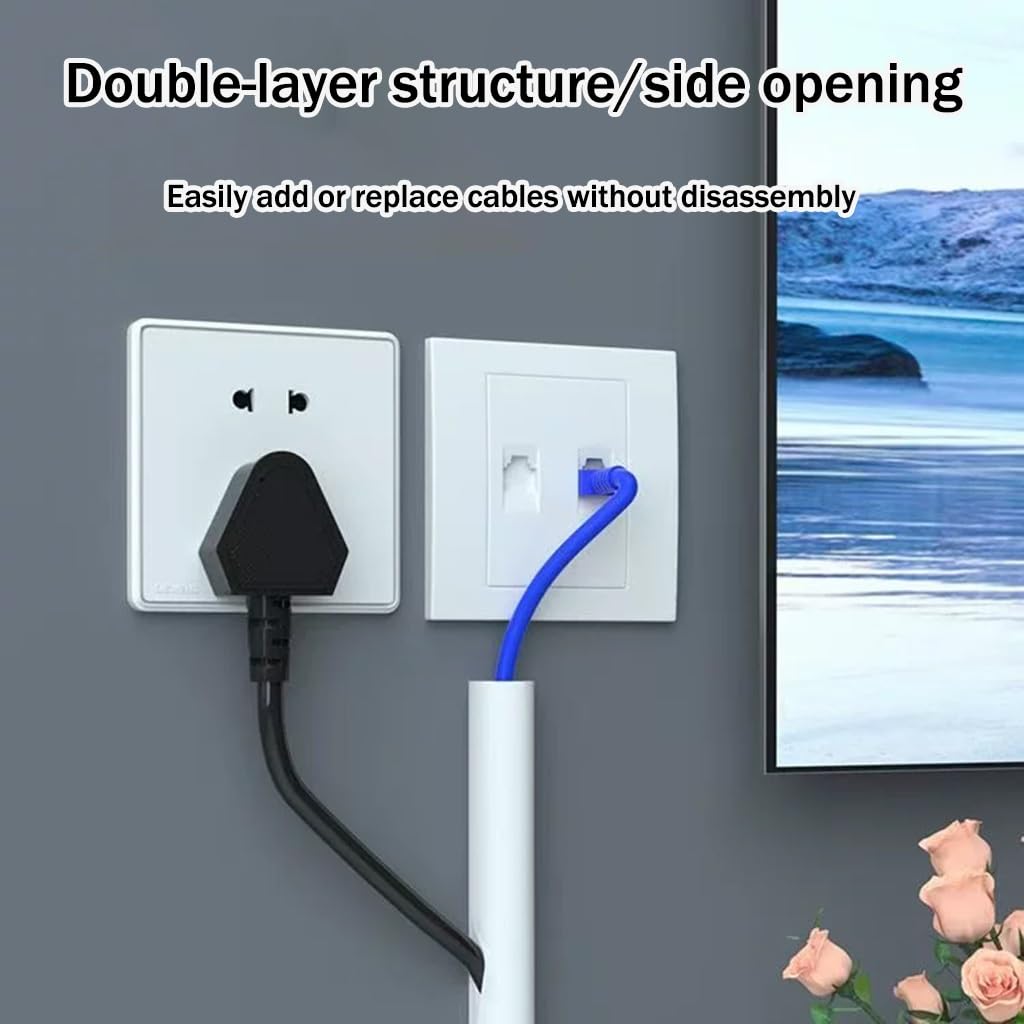Protector De Cables De Doble Capa De PVC Blando, Escondecables Autoadhesivo para TV Montada En Pared, Reemplazo Fácil De Cables/Fácil De Desenrollar(10M)