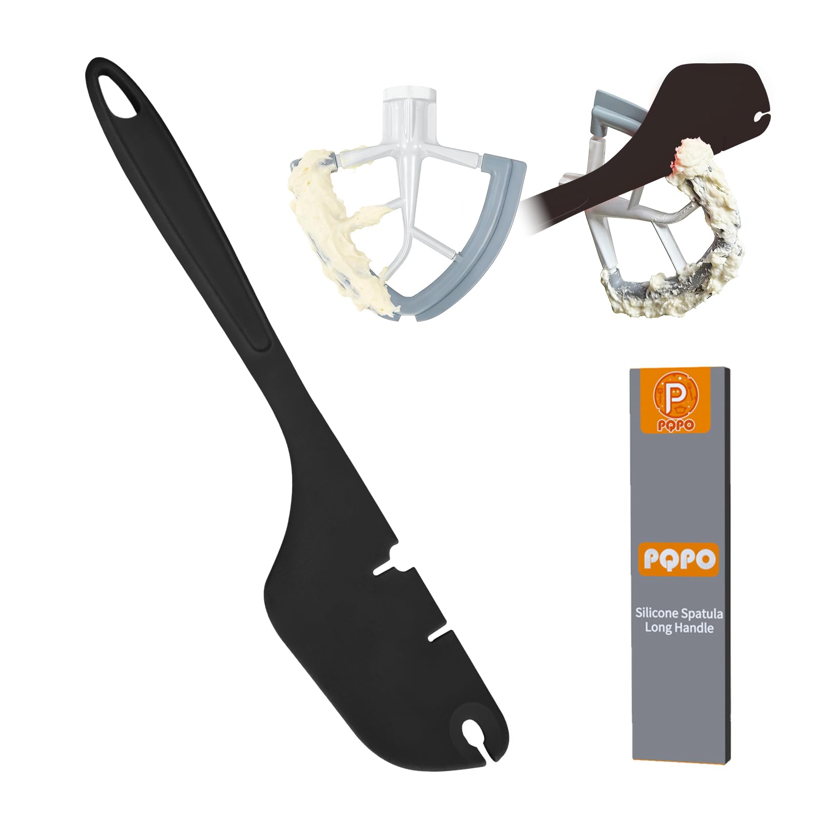 Silikonowa szpatułka 30 cm, skrobak, kompatybilny z nakładkami miksera stojącego Kitchen Aid, nadaje się do mieszadła płaskiego, trzepaczki i haka do zagniatania (czarny)