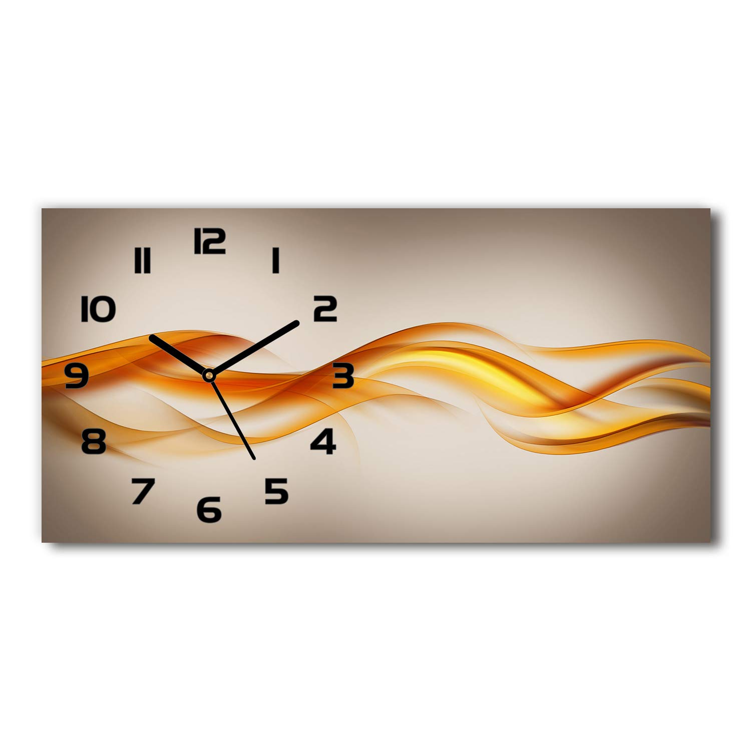 Horloge en verre pour salon design Tulup motif ondes abstraites noires 60x30