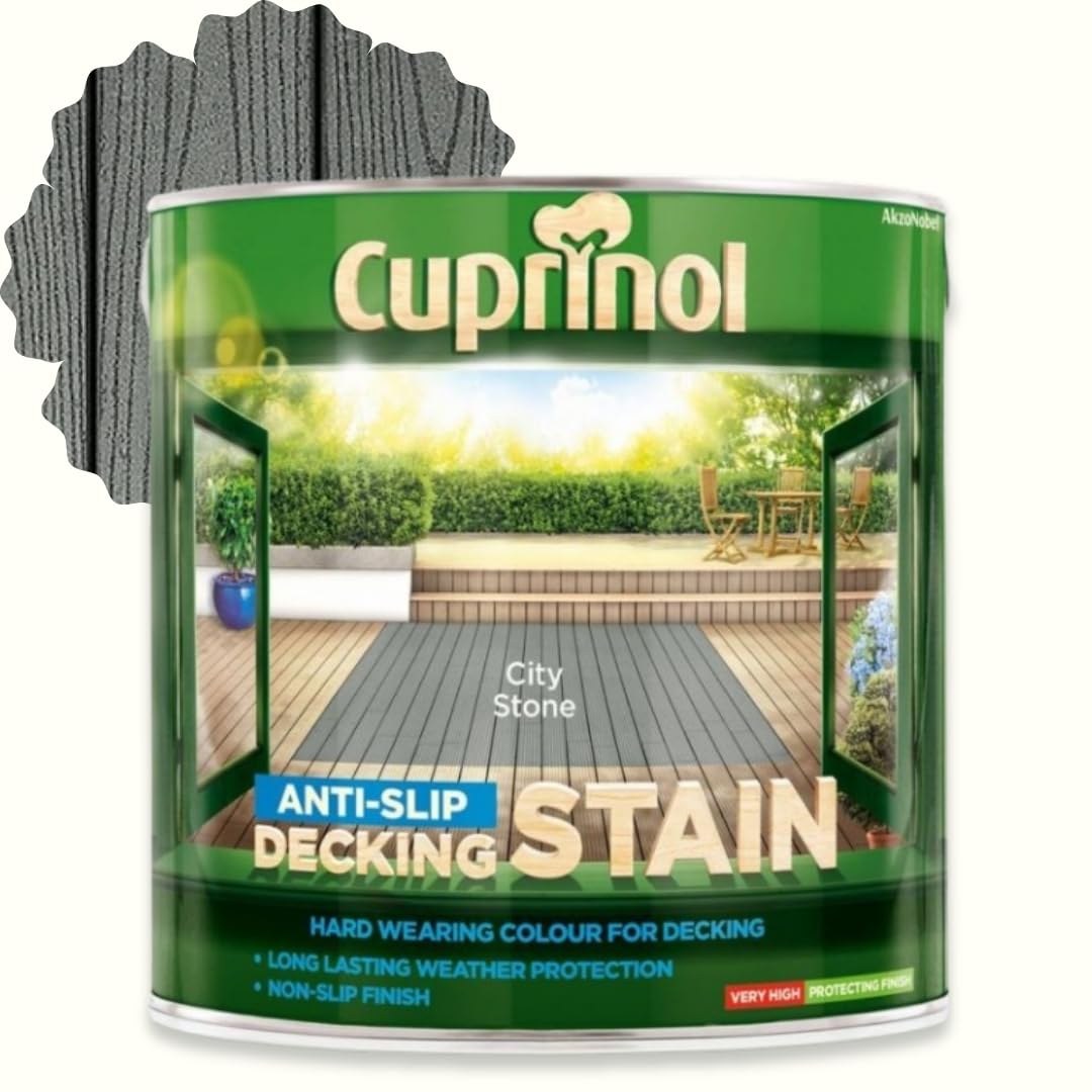 AOC24 Anti Slip Decking Stain 2.5L & 5L – Water-Based Exterior Wood Finish with Mould Protection, Anti-Slip Micro Beads, Algae Resistant, Fast Drying, Rich Colour (City Stone, 2.5 Litre) — image 1