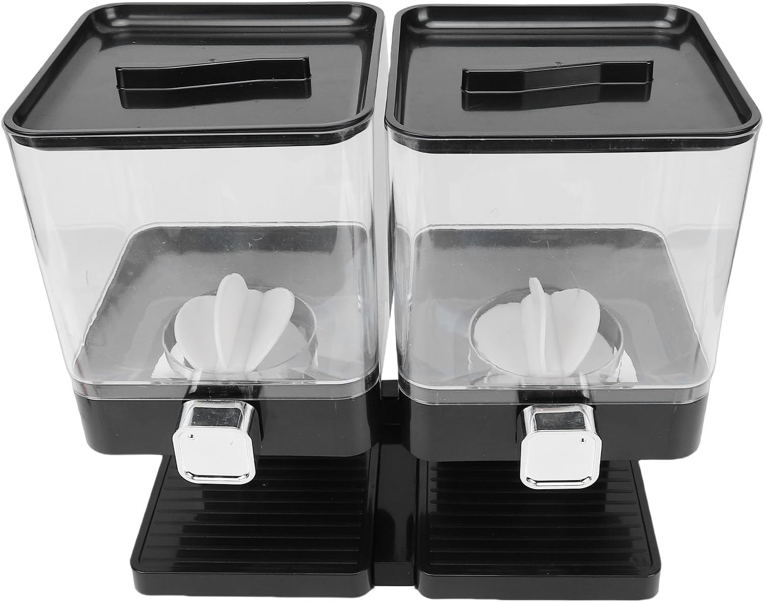Keenso Cereal Dispenser, Airtight Dry Food Storage Container with Rotating Knob, 3.7L for Kitchen Organization (Black)