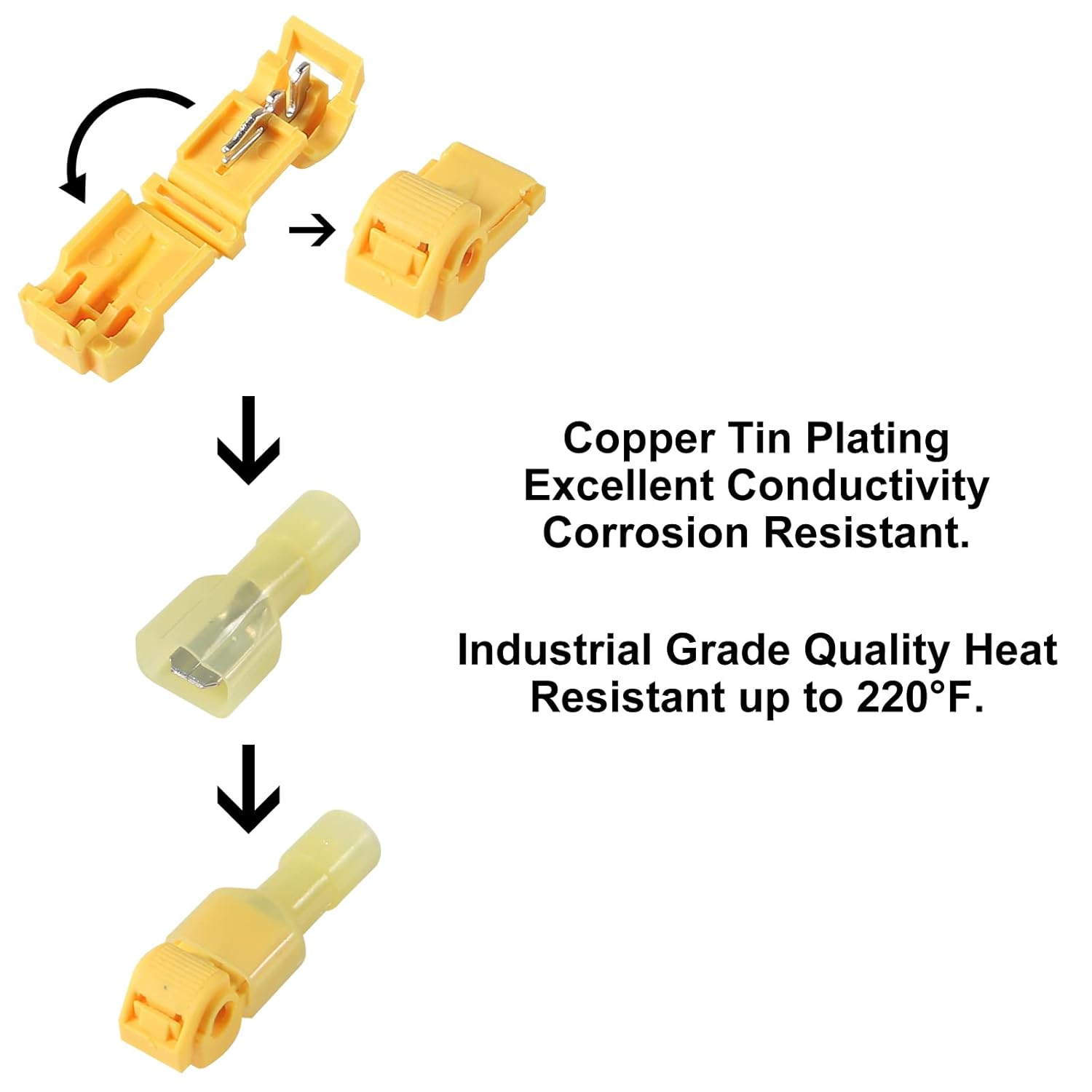 60 Pcs T-Tap Wire Connectors, T-Tap Wire Terminals Self-Stripping Quick Splice Electrical Wire Terminals, Insulated Male Quick Disconnect Spade Terminals Assortment Kit