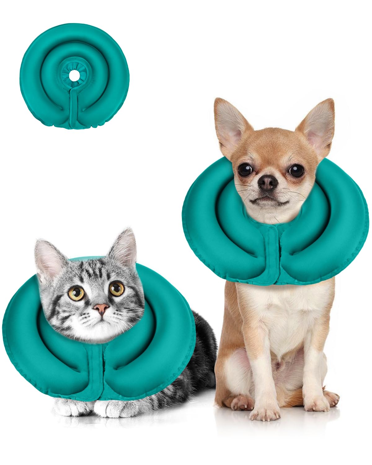 MIDOG Patented Inflatable Dog Cone, Soft Recovery Collar, Blue, XS