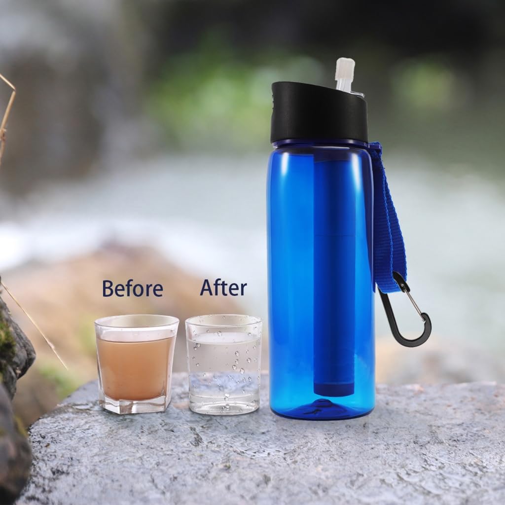 Bouteilles de purificateur d'eau étanches réutilisables de 0,01 micron pour voyage, camping, randonnée