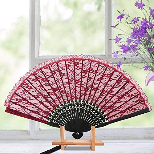 AKLOSIPY Ventilador Plegable Vintage Japonés, Ventilador de Encaje de Madera para Decoración y Regalos (#1) (#2)