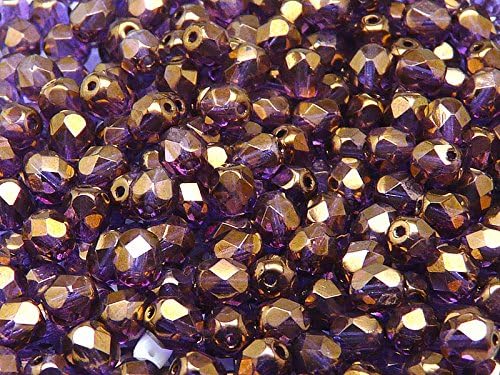 50 Pieces Czech Fire Polished Beads, Round 6 mm Crystal Vega Luster
