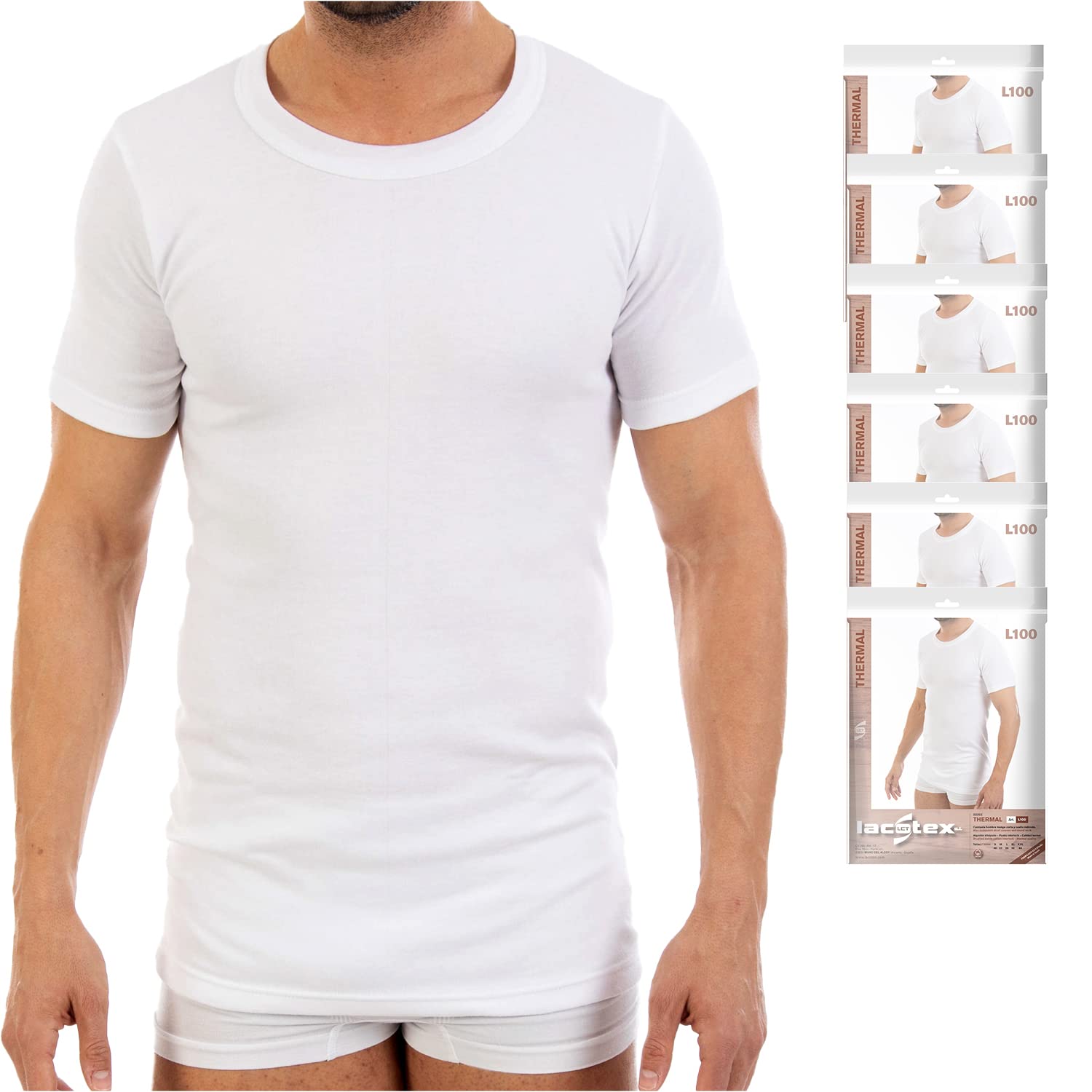 Multipack de Camiseta Interior Termal de Hombre L100, Manga Corta y Cuello Redondo.