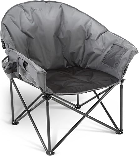 ARROWHEAD OUTDOOR - Silla plegable para campamento y club de gran tamaño con bolsillo externo, con portavasos, portátil, acolchada, en forma de