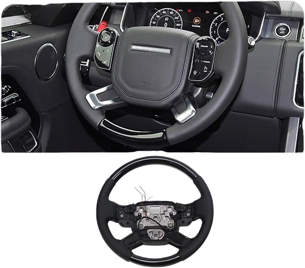 Car Heated Steering Wheel Compatible For LAND ROVER Range Rover Vogue 2013-2022 Carbon Fiber Steering Wheel Accessories(Black no heating)