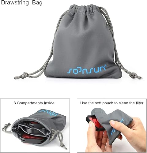 Miniatura 8 de SOONSUN Paquete de 3 filtros de lente rojo/magenta / ND8 para GoPro Hero 5 6 7 negro, filtro de buceo de esnórquel y kit de filtro de lente de